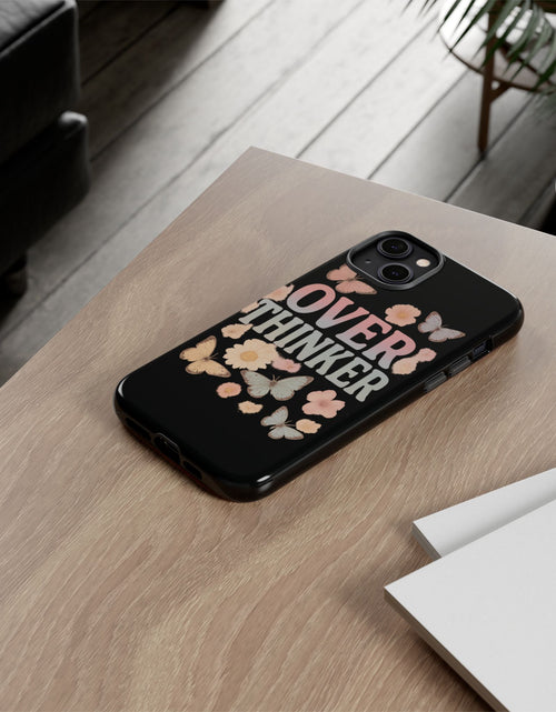 Load image into Gallery viewer, Butterfly Overthinker Phone Case, Floral iPhone Cover, Thoughtful Gift for Her, Cute Tech Accessory, Aesthetic Case for Anxiety Relief
