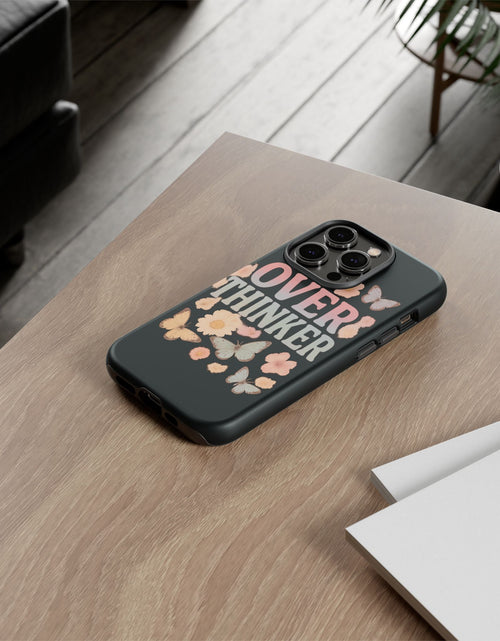 Load image into Gallery viewer, Butterfly Overthinker Phone Case, Floral iPhone Cover, Thoughtful Gift for Her, Cute Tech Accessory, Aesthetic Case for Anxiety Relief

