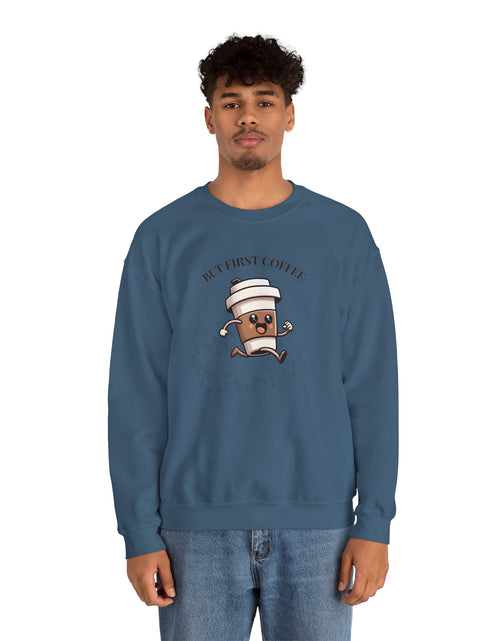 Load image into Gallery viewer, Cute Coffee Lover Sweatshirt, Unisex Crewneck, Gift for Coffee Lovers, Funny Coffee Apparel, Cozy Relaxed Fit, Casual Everyday Wear
