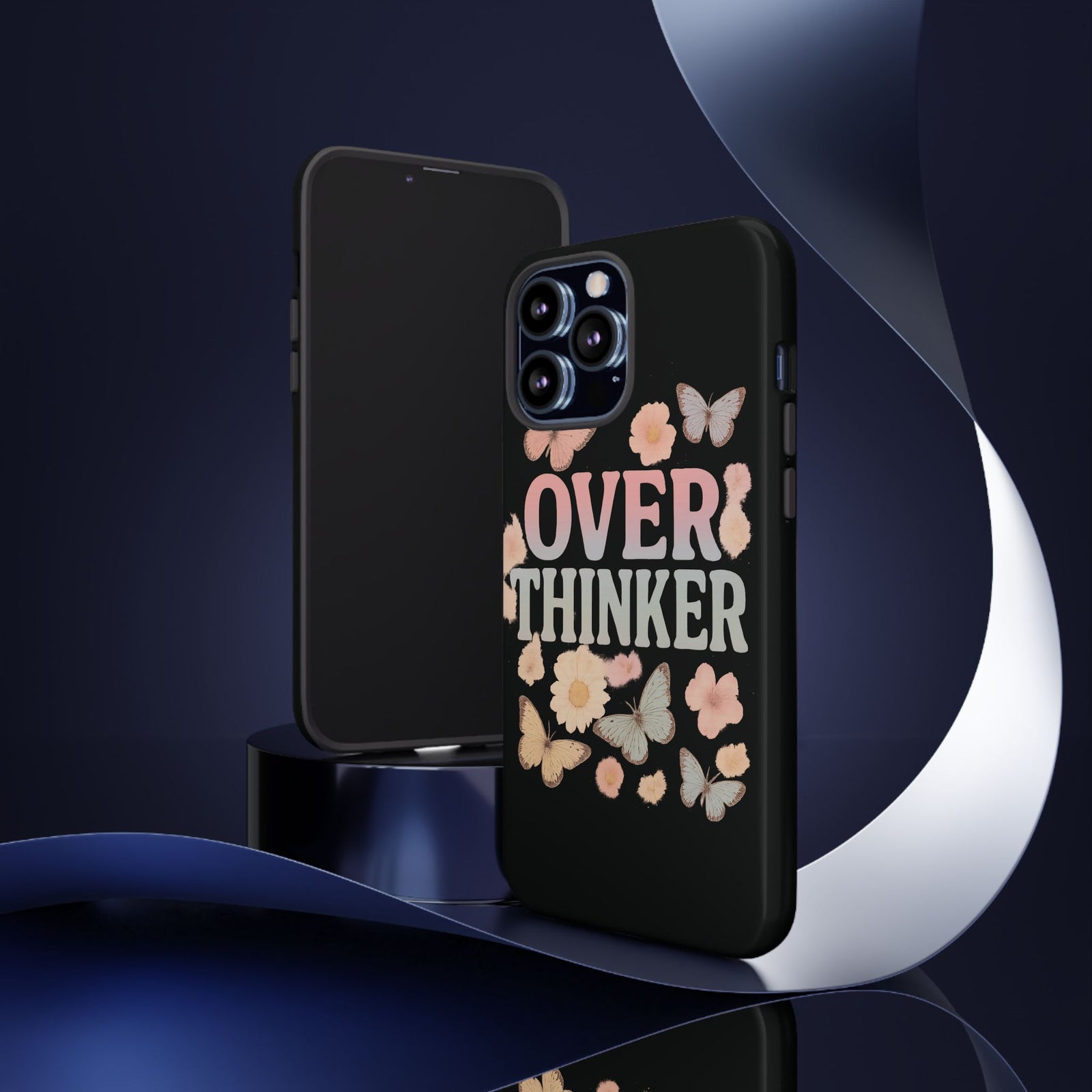 Butterfly Overthinker Phone Case, Floral iPhone Cover, Thoughtful Gift for Her, Cute Tech Accessory, Aesthetic Case for Anxiety Relief