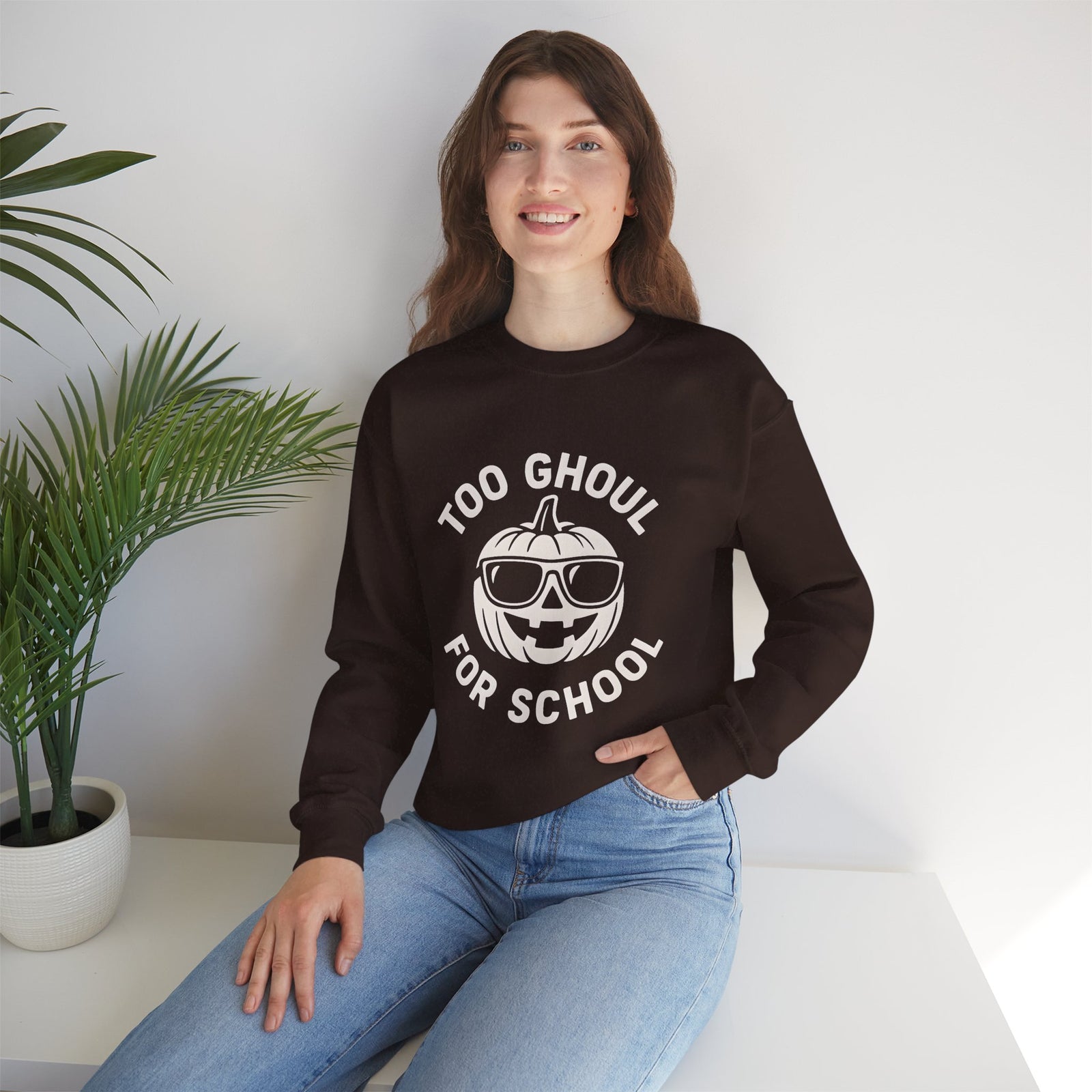 Halloween-Themed Crewneck Sweatshirt, Spooky Sweatshirt, Comfortable Fall Apparel, Gifts for Students, Unisex Halloween Clothing