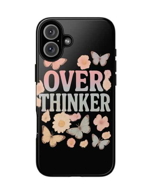 Load image into Gallery viewer, Butterfly Overthinker Phone Case, Floral iPhone Cover, Thoughtful Gift for Her, Cute Tech Accessory, Aesthetic Case for Anxiety Relief
