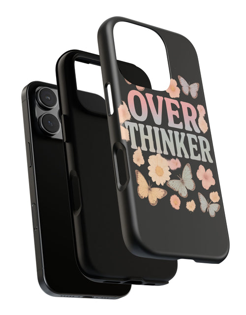 Load image into Gallery viewer, Butterfly Overthinker Phone Case, Floral iPhone Cover, Thoughtful Gift for Her, Cute Tech Accessory, Aesthetic Case for Anxiety Relief
