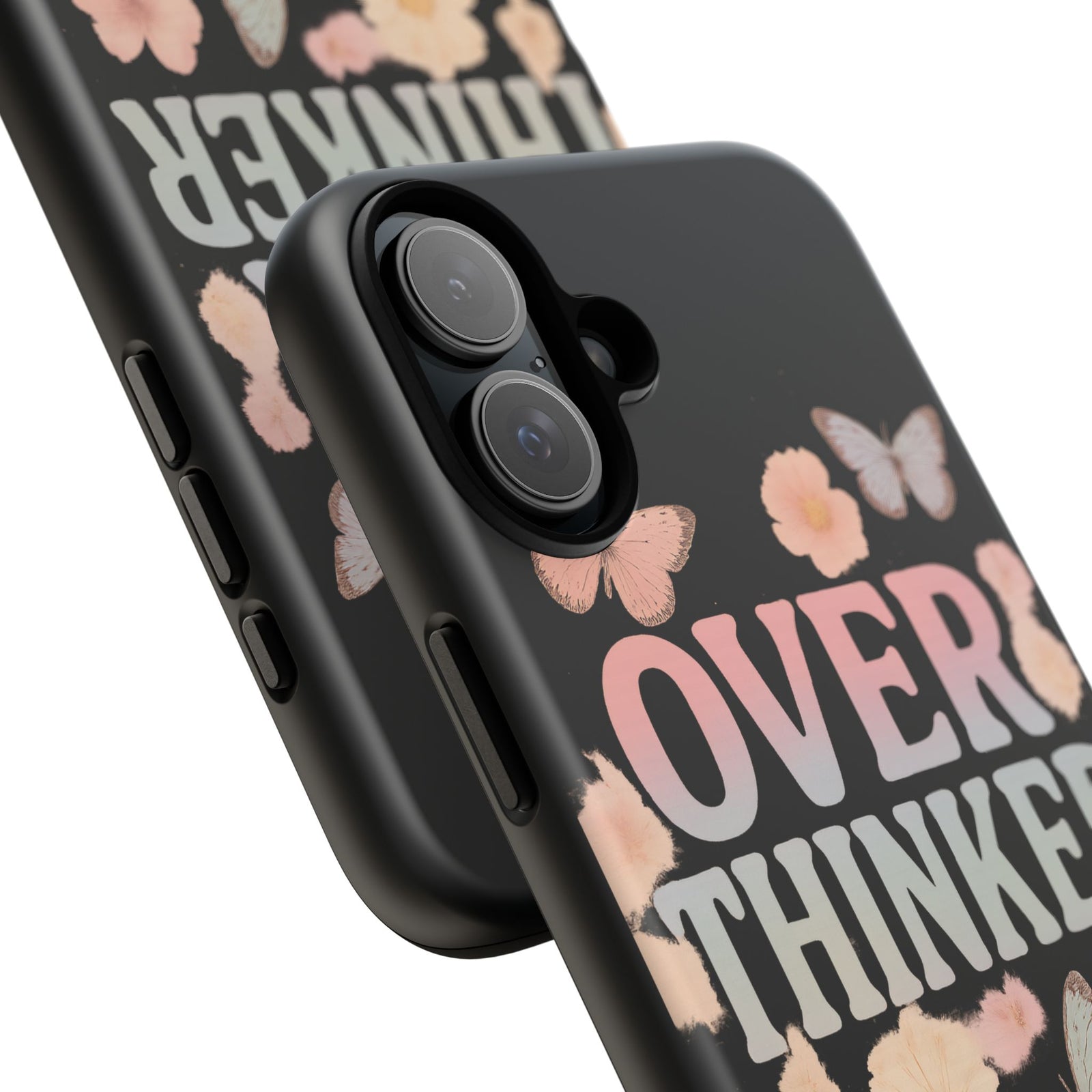 Butterfly Overthinker Phone Case, Floral iPhone Cover, Thoughtful Gift for Her, Cute Tech Accessory, Aesthetic Case for Anxiety Relief