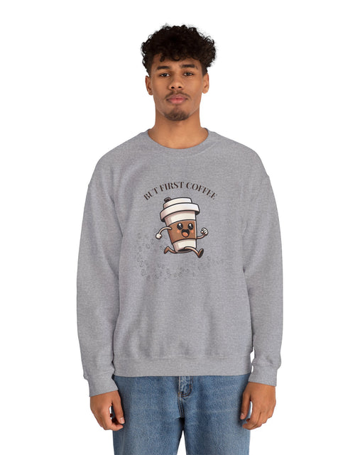 Load image into Gallery viewer, Cute Coffee Lover Sweatshirt, Unisex Crewneck, Gift for Coffee Lovers, Funny Coffee Apparel, Cozy Relaxed Fit, Casual Everyday Wear
