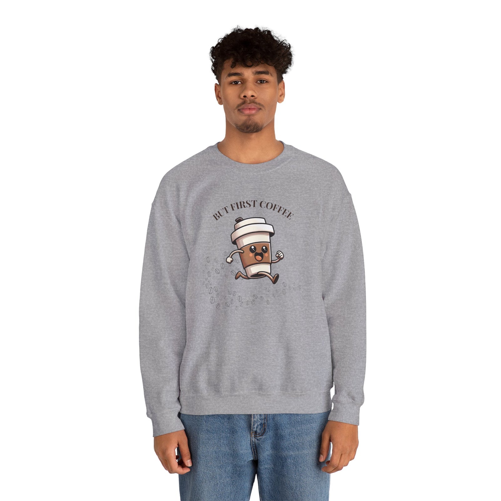 Cute Coffee Lover Sweatshirt, Unisex Crewneck, Gift for Coffee Lovers, Funny Coffee Apparel, Cozy Relaxed Fit, Casual Everyday Wear