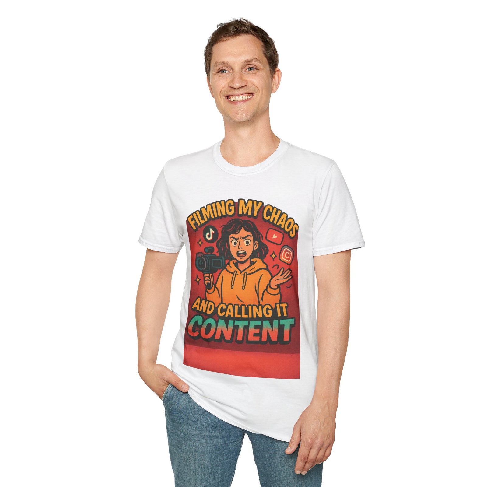 Filming My Chaos T-Shirt, Funny Graphic Tee, Unisex Softstyle Shirt, Content Creator Apparel, Gift for YouTuber, TikTok Lover