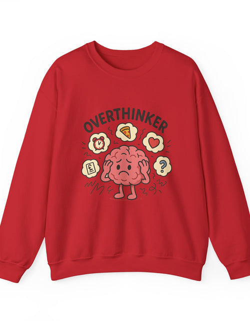 Load image into Gallery viewer, Funny Overthinker Crewneck Sweatshirt for Comfort and Humor, Perfect for Gift Giving, Casual Wear, Cozy Nights, and Brainy Friends
