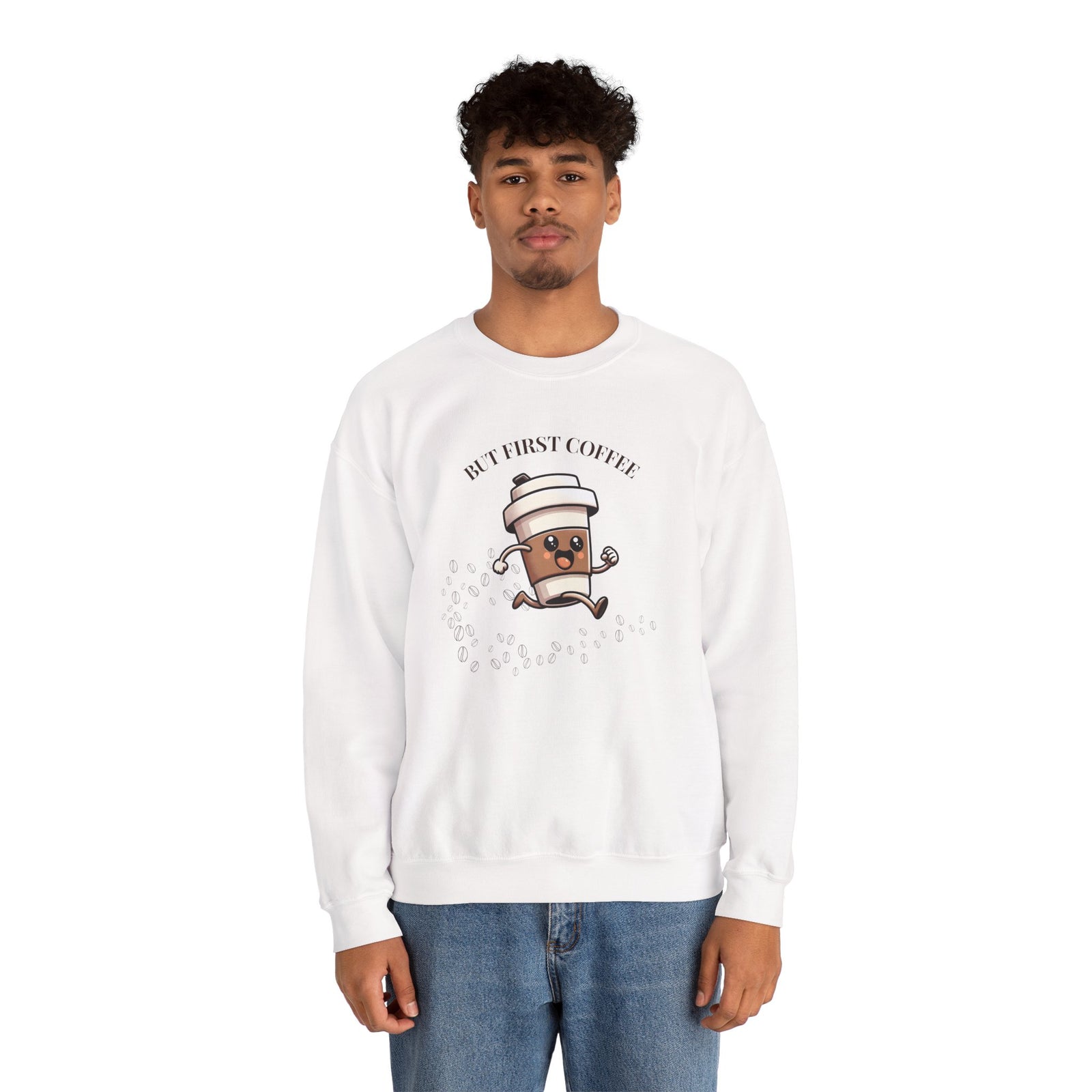 Cute Coffee Lover Sweatshirt, Unisex Crewneck, Gift for Coffee Lovers, Funny Coffee Apparel, Cozy Relaxed Fit, Casual Everyday Wear