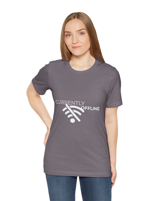Load image into Gallery viewer, Currently Offline Unisex Tee, Casual Shirt, Comfortable T-Shirt, Tech Humor Clothing, Gift for Gamers, Relaxed Fit Apparel
