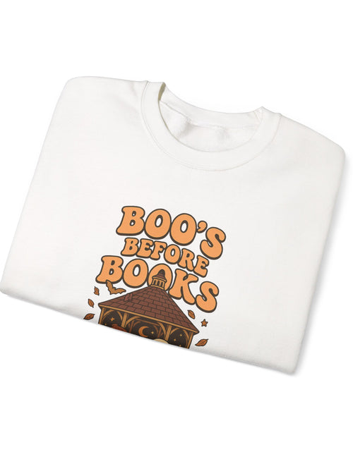 Load image into Gallery viewer, Boo&#39;s Before Books Sweatshirt | Cozy Fall Crewneck for Book Lovers, Halloween Gift, Unisex Sweatshirt, Casual Fall Style, Reading [...]
