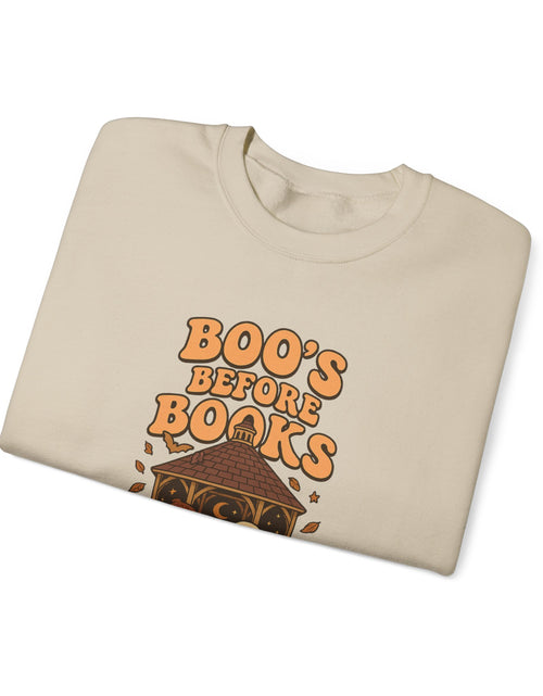 Load image into Gallery viewer, Boo&#39;s Before Books Sweatshirt | Cozy Fall Crewneck for Book Lovers, Halloween Gift, Unisex Sweatshirt, Casual Fall Style, Reading [...]
