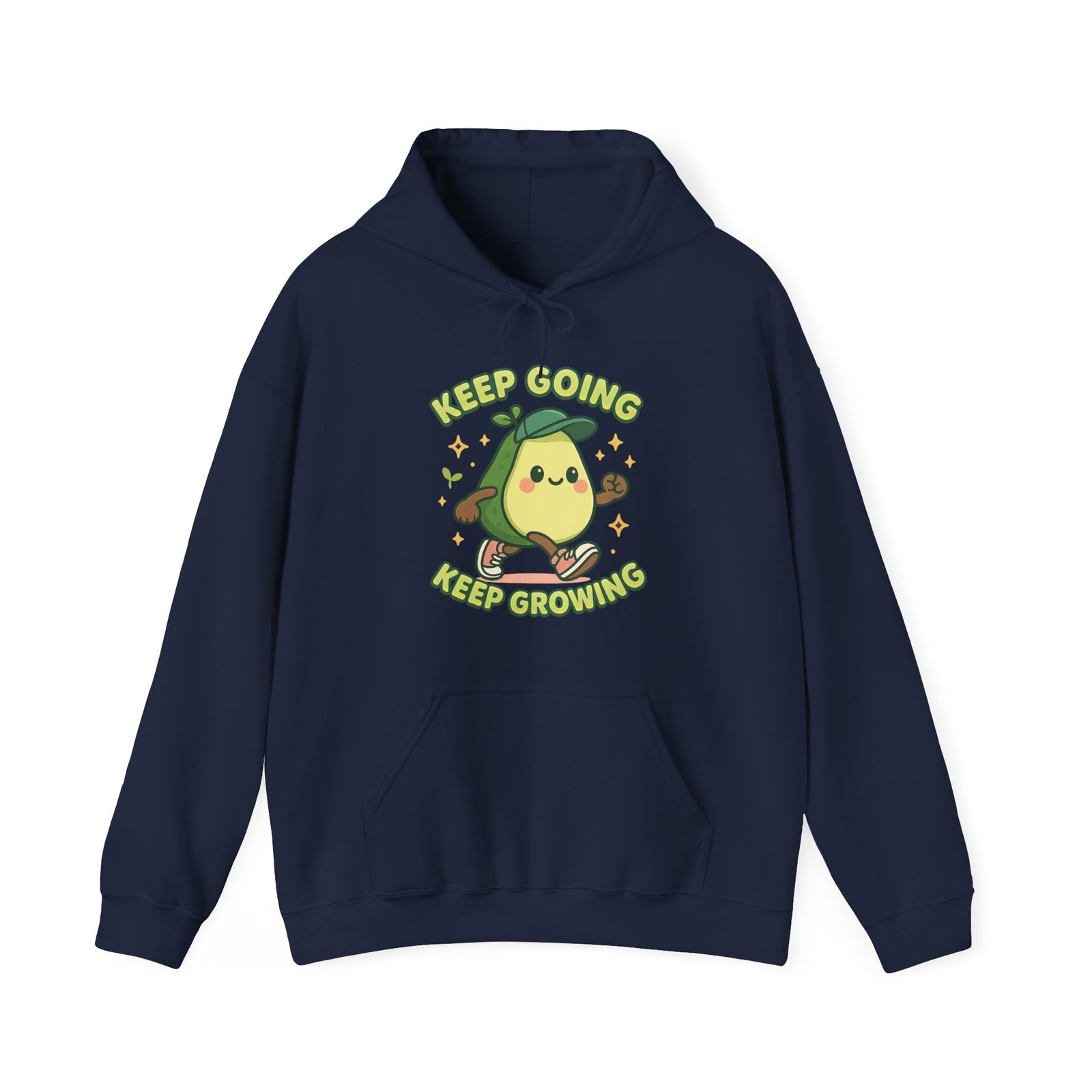 Cute Avocado Inspirational Hoodie - Keep Going, Keep Growing, Fall Fashion, Unique Gift, Comfy Sweatshirt, Cozy Apparel