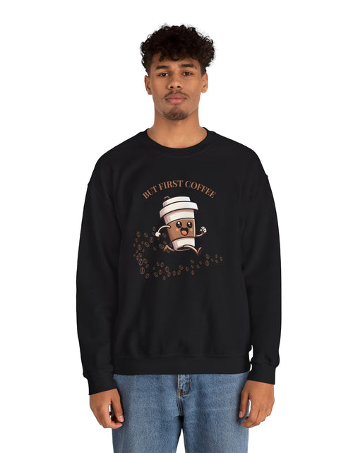 Load image into Gallery viewer, Cute Coffee Lover Sweatshirt, Unisex Crewneck, Gift for Coffee Lovers, Funny Coffee Apparel, Cozy Relaxed Fit, Casual Everyday Wear

