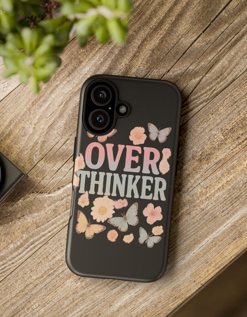 Load image into Gallery viewer, Butterfly Overthinker Phone Case, Floral iPhone Cover, Thoughtful Gift for Her, Cute Tech Accessory, Aesthetic Case for Anxiety Relief
