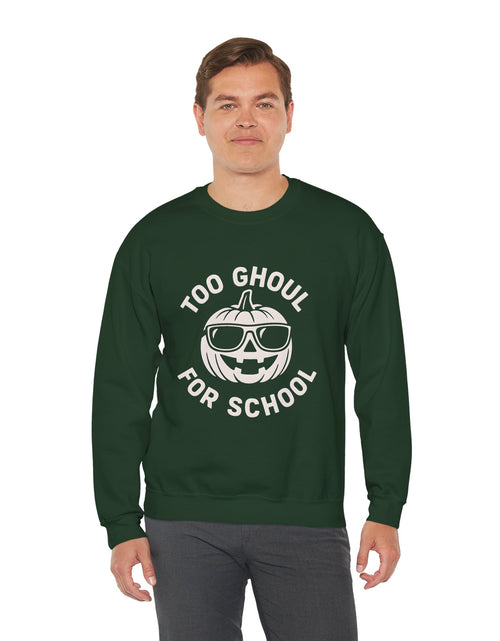 Load image into Gallery viewer, Halloween-Themed Crewneck Sweatshirt, Spooky Sweatshirt, Comfortable Fall Apparel, Gifts for Students, Unisex Halloween Clothing

