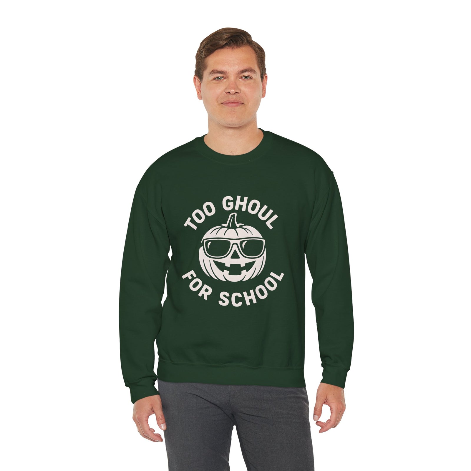 Halloween-Themed Crewneck Sweatshirt, Spooky Sweatshirt, Comfortable Fall Apparel, Gifts for Students, Unisex Halloween Clothing