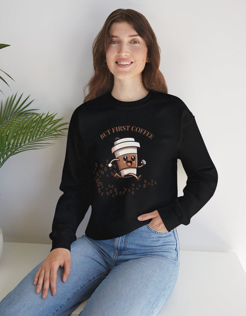 Load image into Gallery viewer, Cute Coffee Lover Sweatshirt, Unisex Crewneck, Gift for Coffee Lovers, Funny Coffee Apparel, Cozy Relaxed Fit, Casual Everyday Wear
