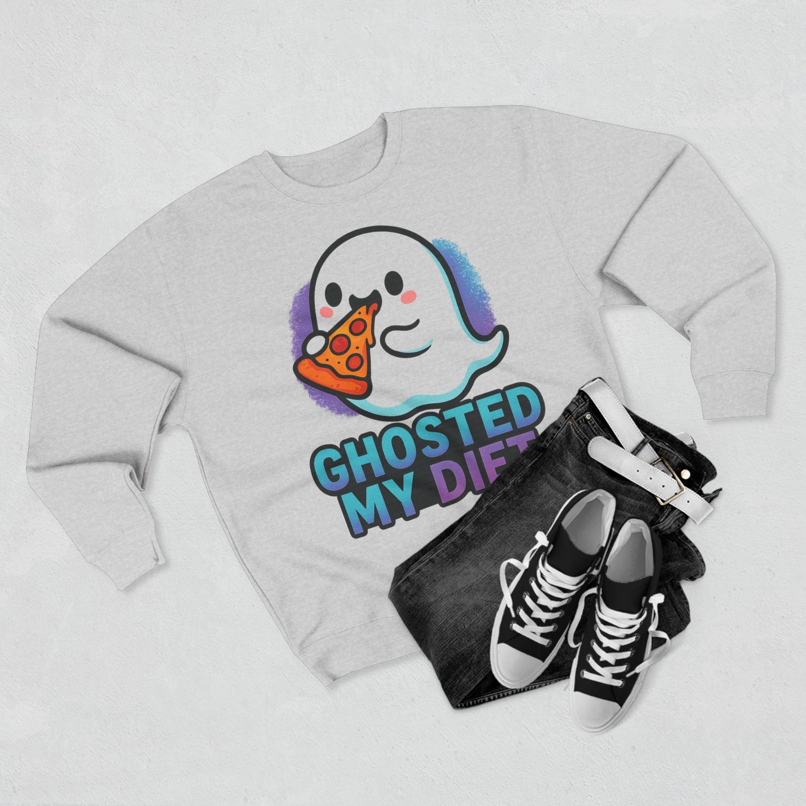 Ghosted My Diet Sweatshirt, Fun Unisex Crewneck, Quirky Gift for Food Lovers, Casual Wear for Everyday, Perfect for Halloween, Cozy Lounge