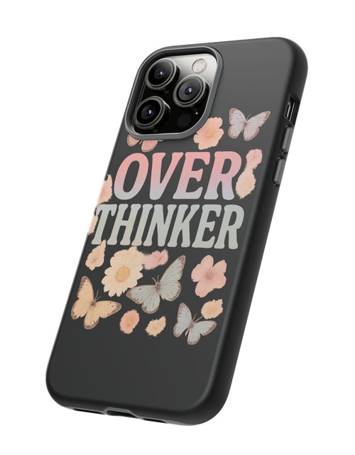 Load image into Gallery viewer, Butterfly Overthinker Phone Case, Floral iPhone Cover, Thoughtful Gift for Her, Cute Tech Accessory, Aesthetic Case for Anxiety Relief
