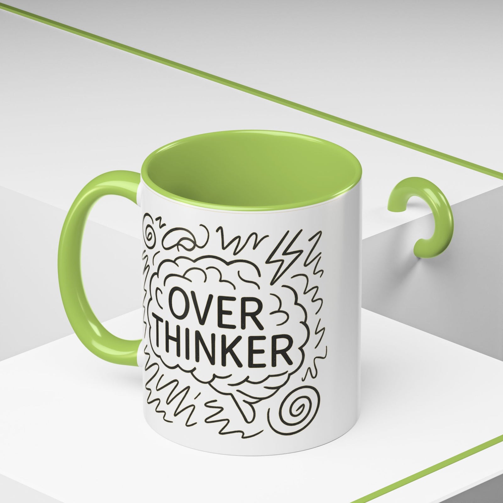 Overthinker Accent Coffee Mug | Funny Gift for Coffee Lovers, Stress Relief Mug, Office Humor, Unique Birthday Present, Mindfulness Decor