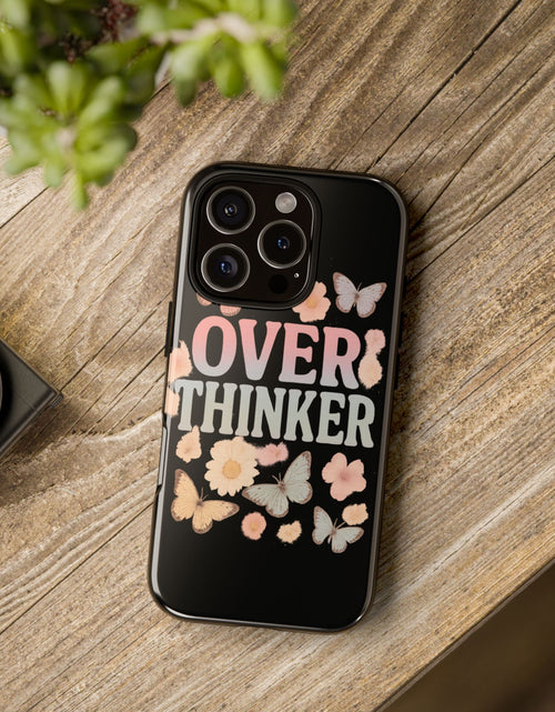 Load image into Gallery viewer, Butterfly Overthinker Phone Case, Floral iPhone Cover, Thoughtful Gift for Her, Cute Tech Accessory, Aesthetic Case for Anxiety Relief
