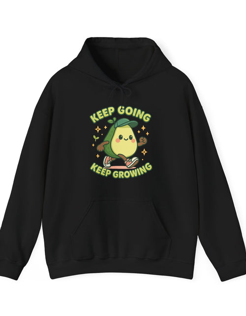 Load image into Gallery viewer, Cute Avocado Inspirational Hoodie - Keep Going, Keep Growing, Fall Fashion, Unique Gift, Comfy Sweatshirt, Cozy Apparel
