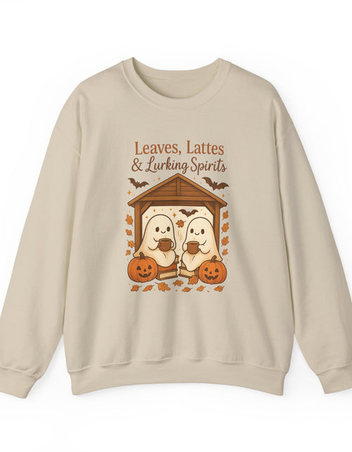 Load image into Gallery viewer, Cozy Halloween Crewneck Sweatshirt, Fall Fashion, Ghost Design, Pumpkin Patch Sweatshirt, Autumn Vibes, Unisex Apparel
