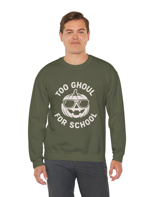 Load image into Gallery viewer, Halloween-Themed Crewneck Sweatshirt, Spooky Sweatshirt, Comfortable Fall Apparel, Gifts for Students, Unisex Halloween Clothing
