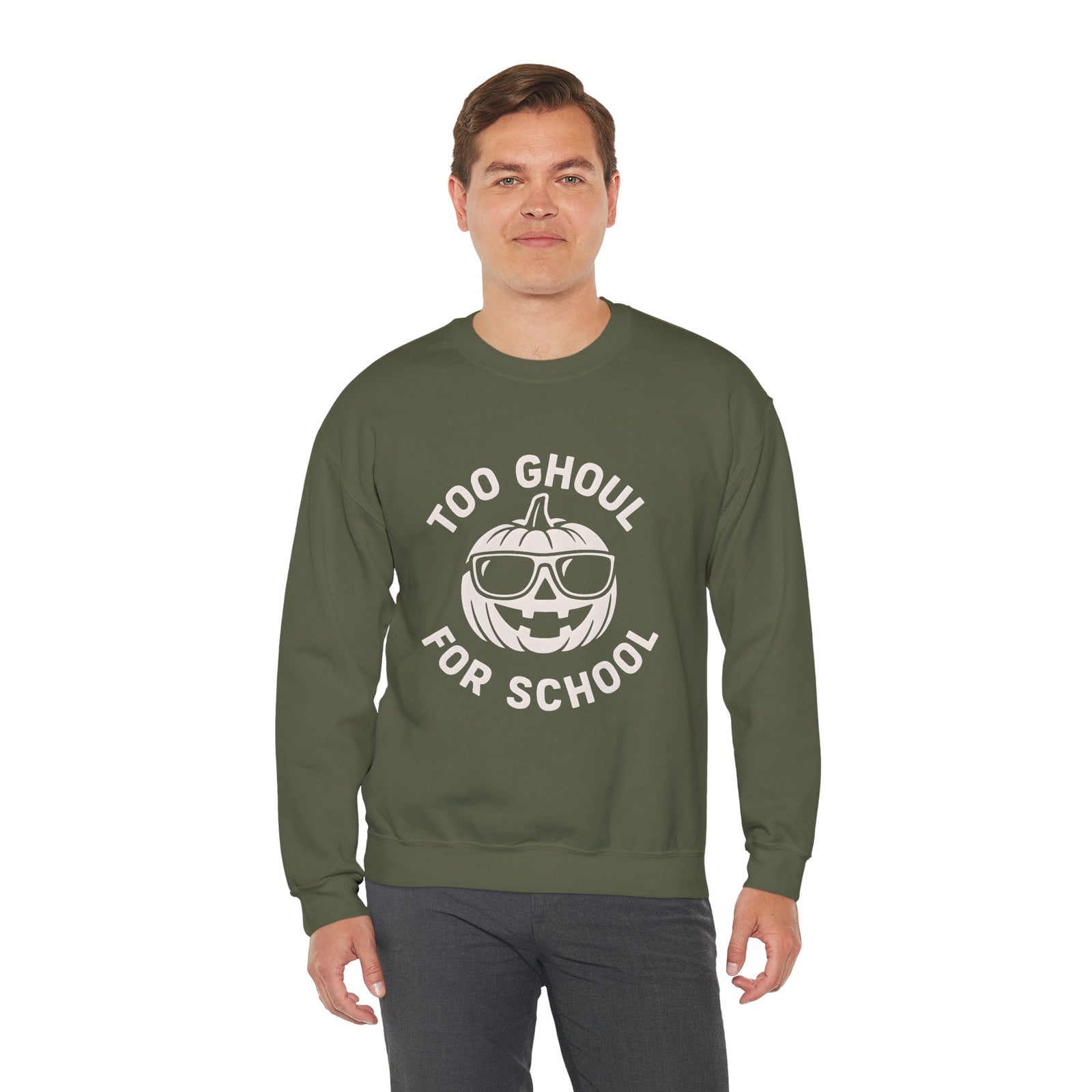Halloween-Themed Crewneck Sweatshirt, Spooky Sweatshirt, Comfortable Fall Apparel, Gifts for Students, Unisex Halloween Clothing
