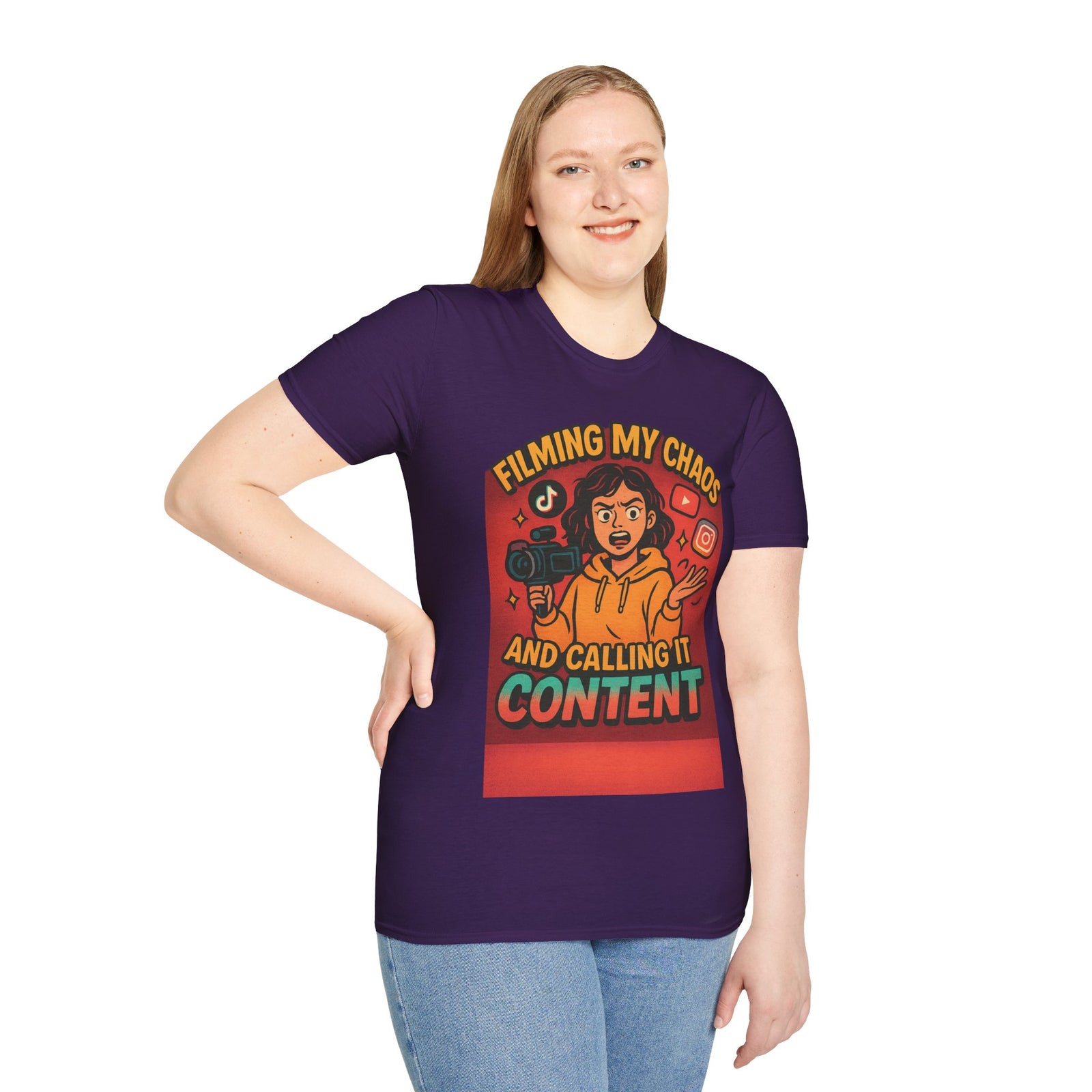 Filming My Chaos T-Shirt, Funny Graphic Tee, Unisex Softstyle Shirt, Content Creator Apparel, Gift for YouTuber, TikTok Lover