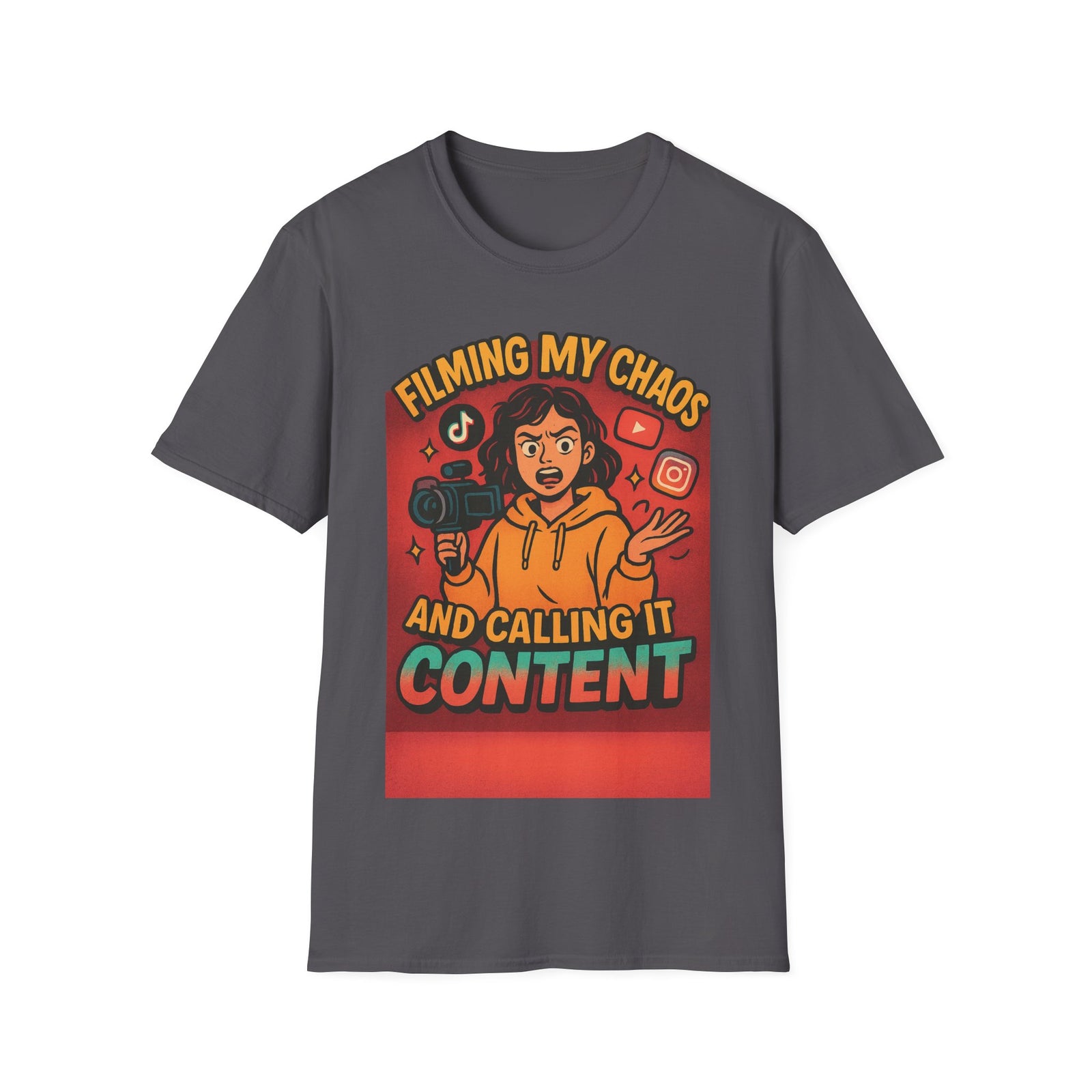 Filming My Chaos T-Shirt, Funny Graphic Tee, Unisex Softstyle Shirt, Content Creator Apparel, Gift for YouTuber, TikTok Lover