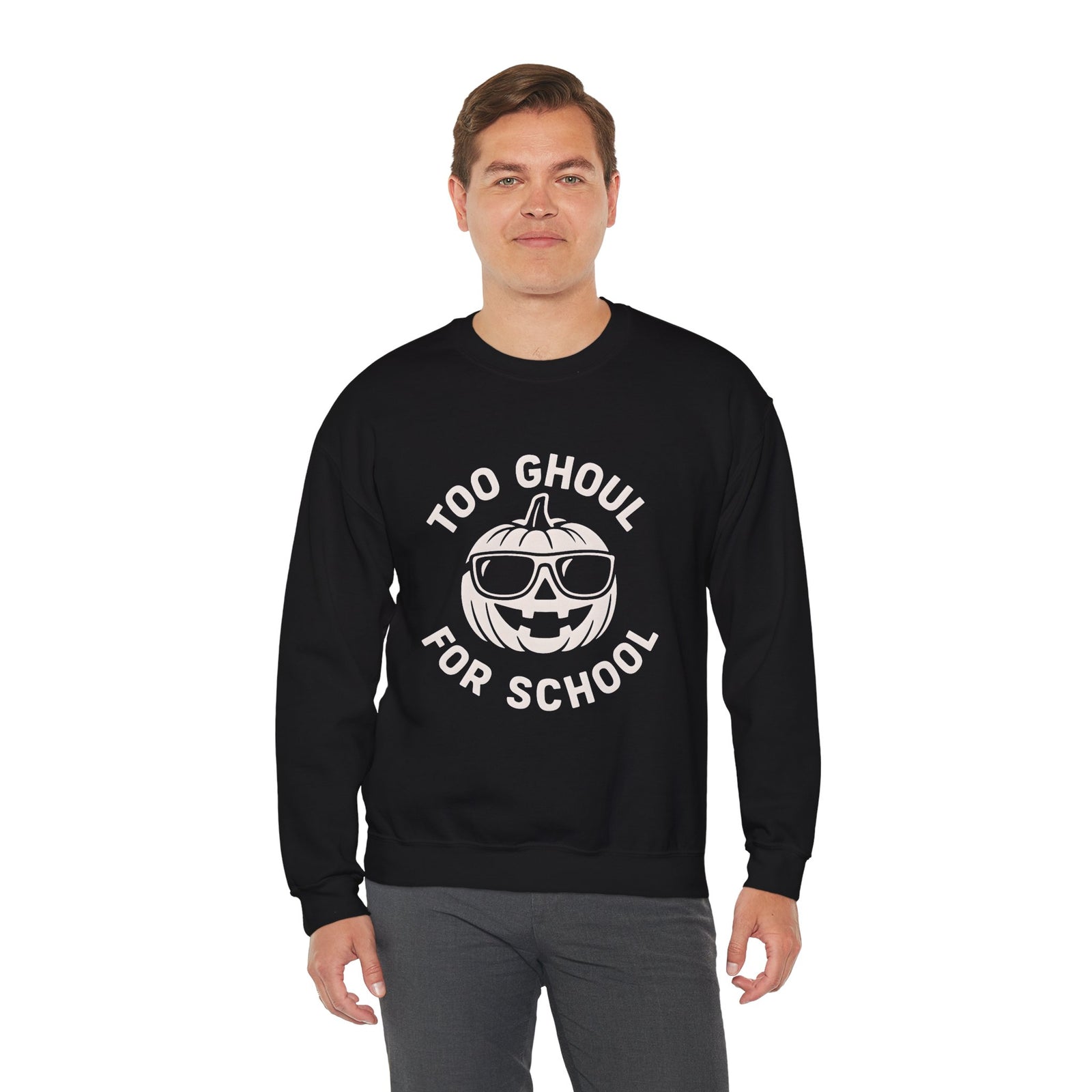 Halloween-Themed Crewneck Sweatshirt, Spooky Sweatshirt, Comfortable Fall Apparel, Gifts for Students, Unisex Halloween Clothing