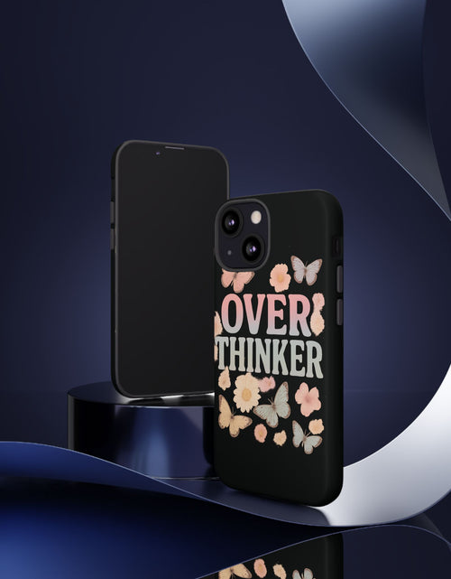 Load image into Gallery viewer, Butterfly Overthinker Phone Case, Floral iPhone Cover, Thoughtful Gift for Her, Cute Tech Accessory, Aesthetic Case for Anxiety Relief

