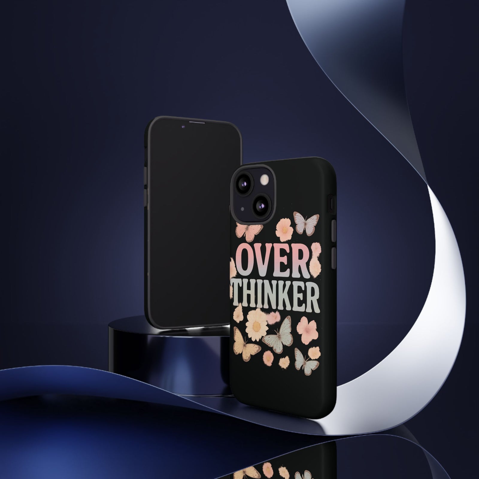 Butterfly Overthinker Phone Case, Floral iPhone Cover, Thoughtful Gift for Her, Cute Tech Accessory, Aesthetic Case for Anxiety Relief