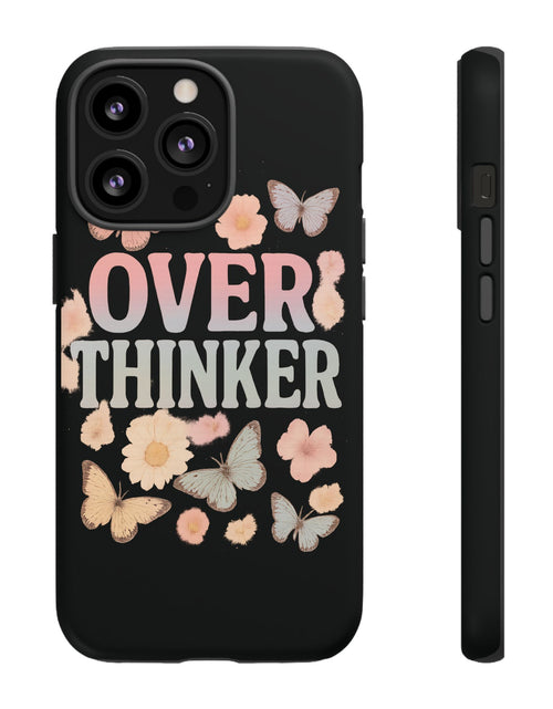 Load image into Gallery viewer, Butterfly Overthinker Phone Case, Floral iPhone Cover, Thoughtful Gift for Her, Cute Tech Accessory, Aesthetic Case for Anxiety Relief
