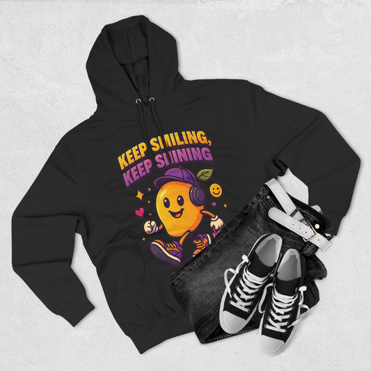 Colorful Graphic Hoodie: Keep Smiling, Keep Shining, Casual Wear, Gift for Friends, Fun Streetwear, Positive Vibes, Everyday Comfort