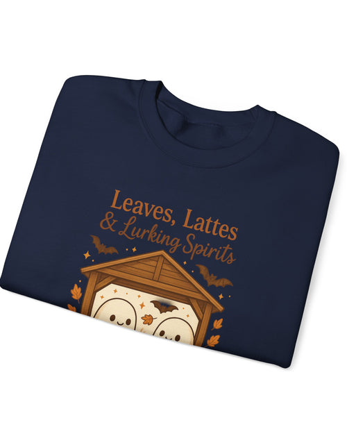 Load image into Gallery viewer, Cozy Halloween Crewneck Sweatshirt, Fall Fashion, Ghost Design, Pumpkin Patch Sweatshirt, Autumn Vibes, Unisex Apparel

