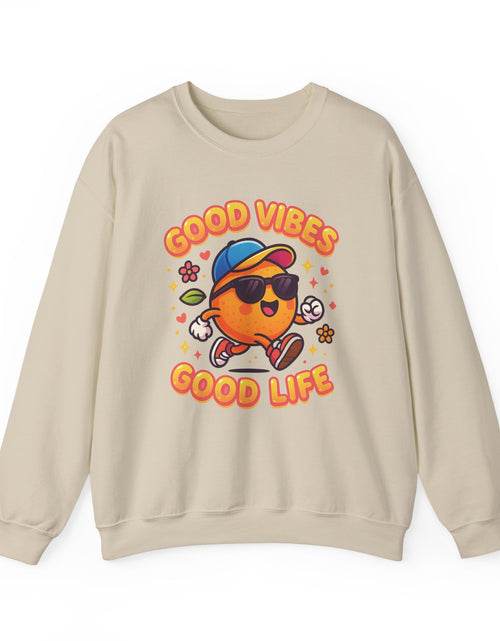 Load image into Gallery viewer, Good Vibes Unisex Sweatshirt | Happy Crewneck for Everyday Comfort, Ideal Gift for Friends, Casual Wear, Positive Vibes, Cozy Fashion
