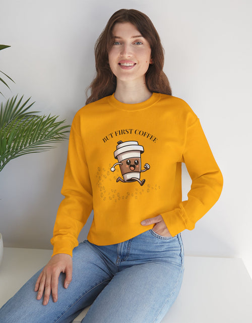 Load image into Gallery viewer, Cute Coffee Lover Sweatshirt, Unisex Crewneck, Gift for Coffee Lovers, Funny Coffee Apparel, Cozy Relaxed Fit, Casual Everyday Wear
