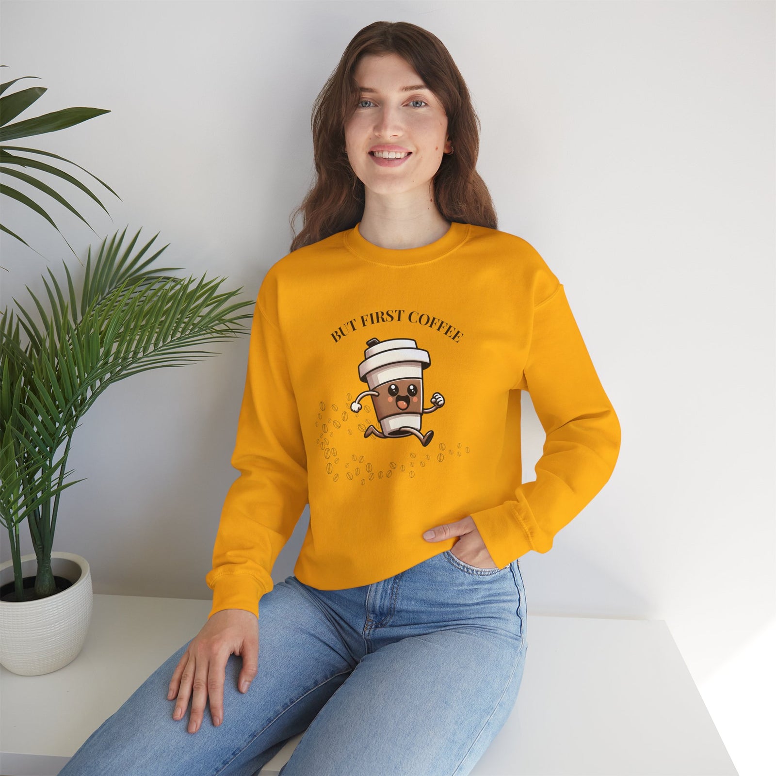 Cute Coffee Lover Sweatshirt, Unisex Crewneck, Gift for Coffee Lovers, Funny Coffee Apparel, Cozy Relaxed Fit, Casual Everyday Wear
