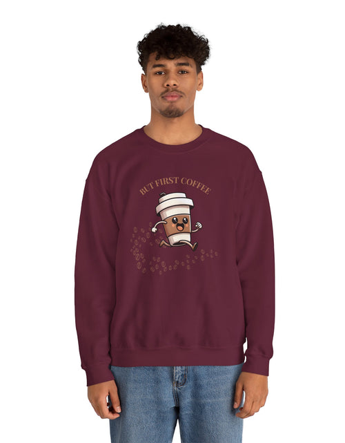 Load image into Gallery viewer, Cute Coffee Lover Sweatshirt, Unisex Crewneck, Gift for Coffee Lovers, Funny Coffee Apparel, Cozy Relaxed Fit, Casual Everyday Wear
