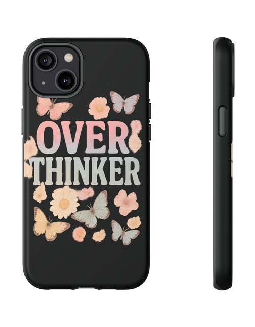 Load image into Gallery viewer, Butterfly Overthinker Phone Case, Floral iPhone Cover, Thoughtful Gift for Her, Cute Tech Accessory, Aesthetic Case for Anxiety Relief

