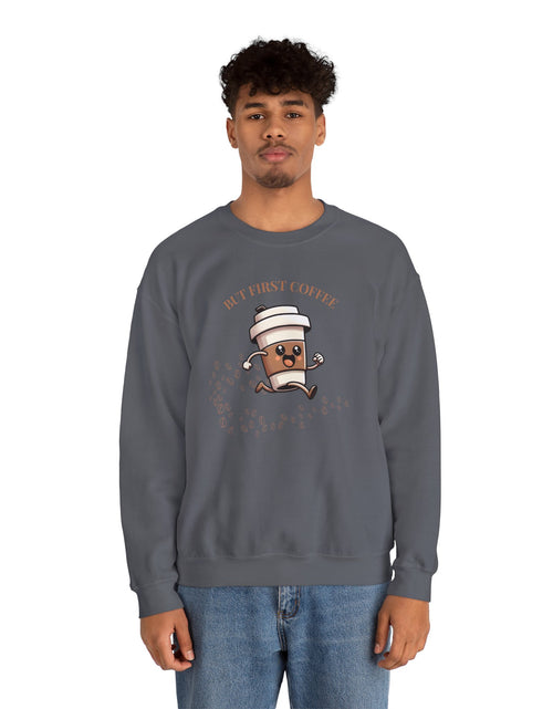 Load image into Gallery viewer, Cute Coffee Lover Sweatshirt, Unisex Crewneck, Gift for Coffee Lovers, Funny Coffee Apparel, Cozy Relaxed Fit, Casual Everyday Wear
