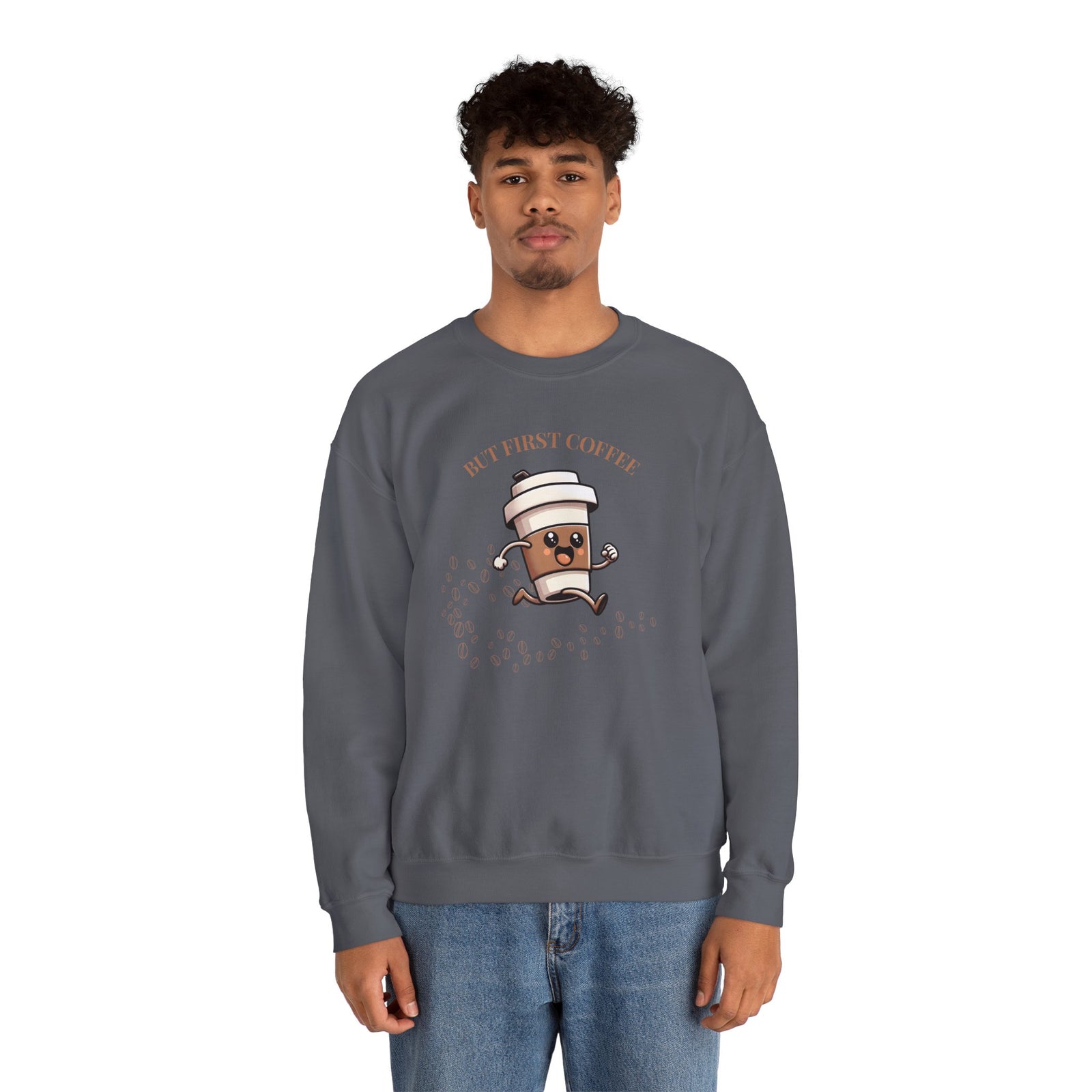 Cute Coffee Lover Sweatshirt, Unisex Crewneck, Gift for Coffee Lovers, Funny Coffee Apparel, Cozy Relaxed Fit, Casual Everyday Wear