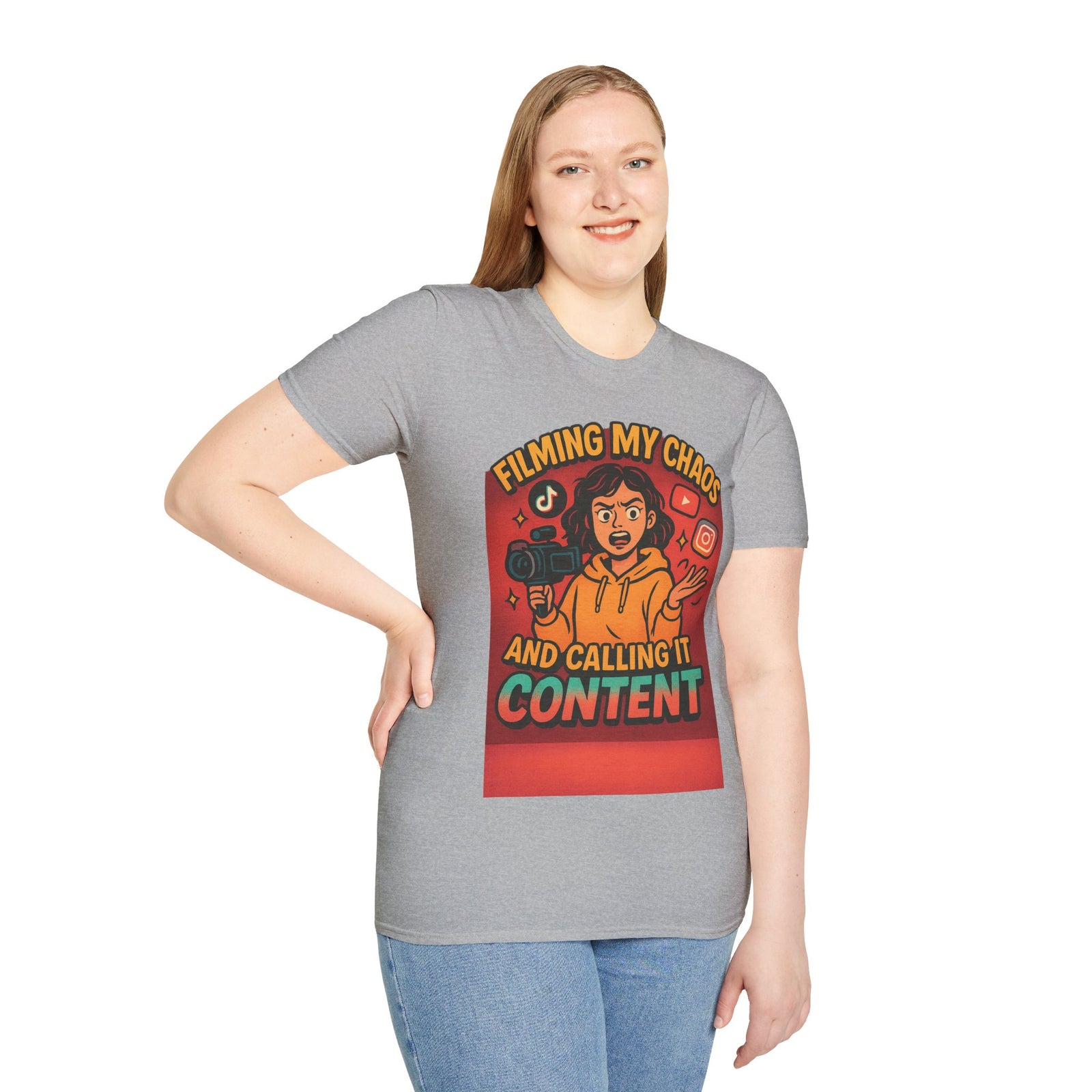 Filming My Chaos T-Shirt, Funny Graphic Tee, Unisex Softstyle Shirt, Content Creator Apparel, Gift for YouTuber, TikTok Lover