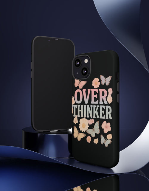Load image into Gallery viewer, Butterfly Overthinker Phone Case, Floral iPhone Cover, Thoughtful Gift for Her, Cute Tech Accessory, Aesthetic Case for Anxiety Relief
