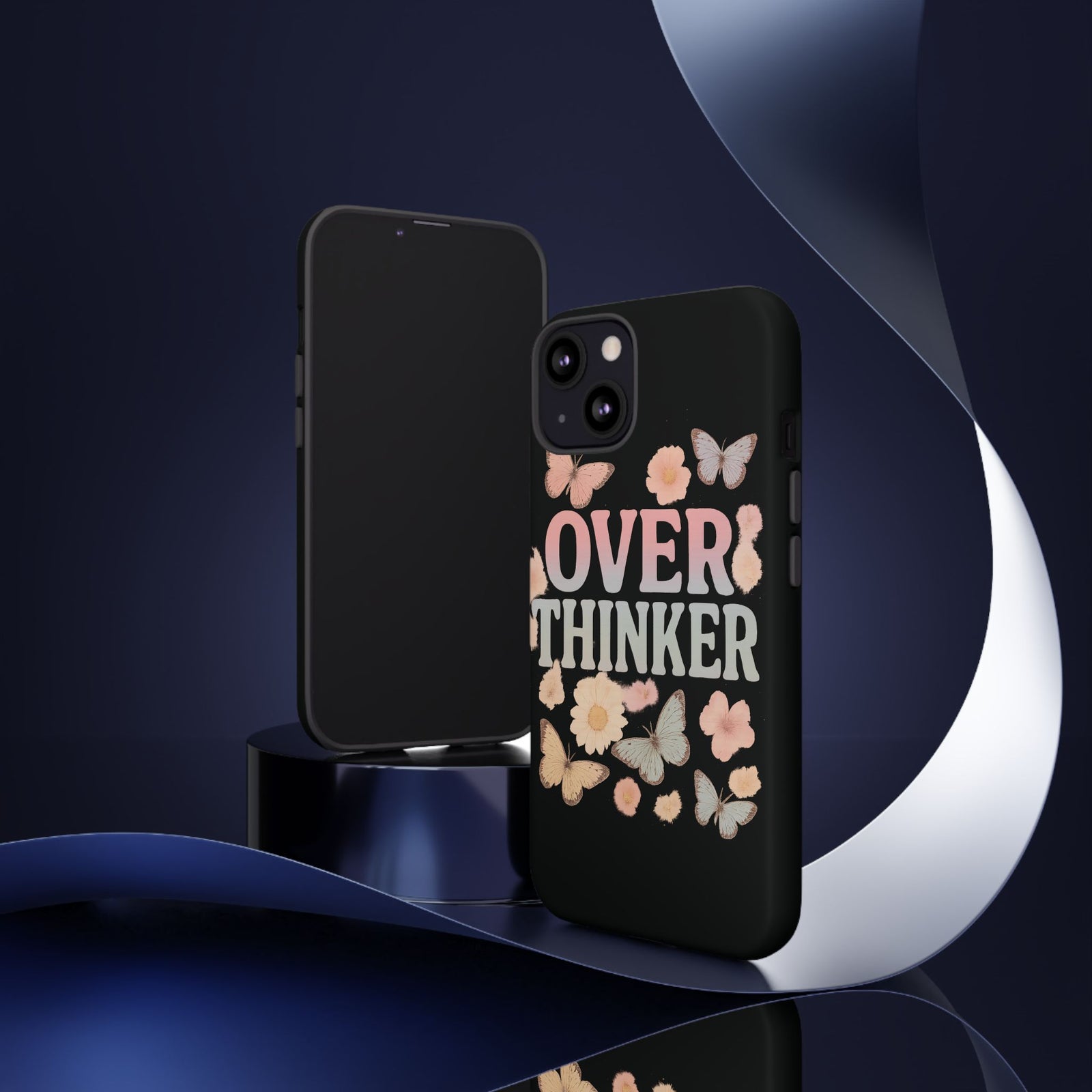 Butterfly Overthinker Phone Case, Floral iPhone Cover, Thoughtful Gift for Her, Cute Tech Accessory, Aesthetic Case for Anxiety Relief