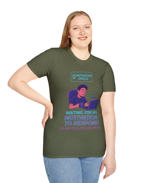Load image into Gallery viewer, Motivation Response T-Shirt, Funny Office Humor Tee, Unisex Gift for Workaholics, Casual Wear, Ideal for Birthdays, Holiday Gift
