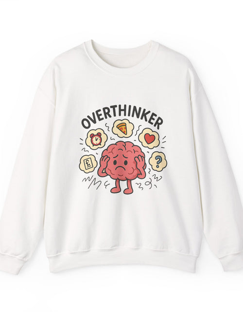 Load image into Gallery viewer, Funny Overthinker Crewneck Sweatshirt for Comfort and Humor, Perfect for Gift Giving, Casual Wear, Cozy Nights, and Brainy Friends
